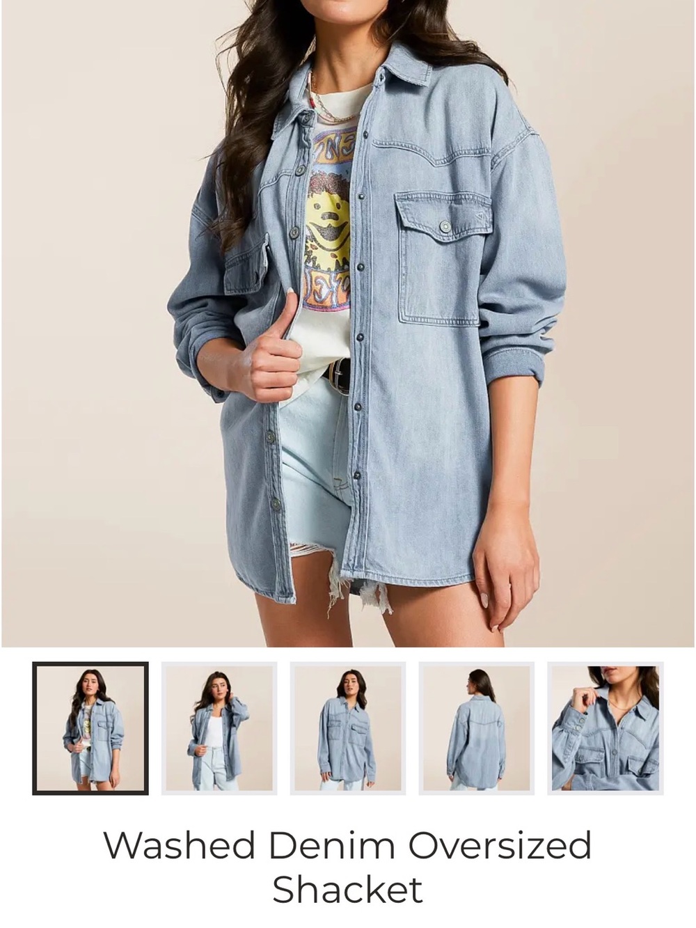 Washed Light Blue Denim Oversized Shacket